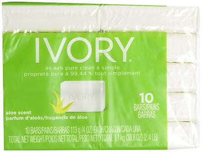 Ivory Bar Soap, Bath Size, Aloe 10 ea (Pack of 3)