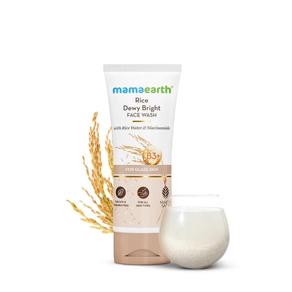 MAMAEARTH Rice Face Wash with Rice Water & Niacinamide, 100ml | Face wash formulated with rice water and niacinamide.