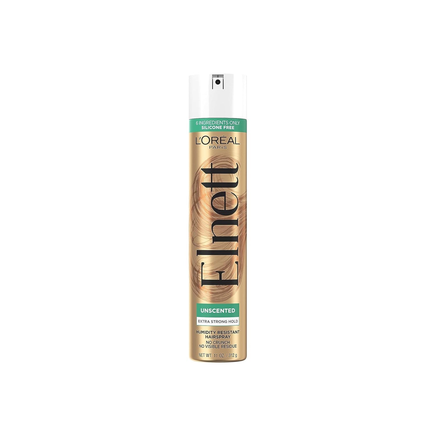 L'Oreal Paris Elnett Unscented Hairspray, up to 72-Hour Extra Strong Hold Formula with Humidity Resistant Frizz Control, Hairspray with Soft, Brushable Finish, 11 oz | (Packaging May Vary)