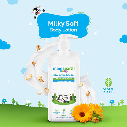 MAMAEARTH Milky Soft Body Lotion, 13.53 Fl Oz (400ml) | Oats, Milk, Calendula