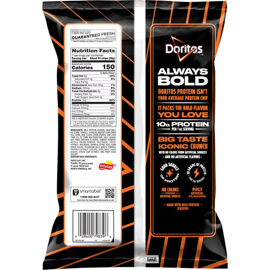 Doritos Protein Sweet & Tangy BBQ Tortilla Chips Bag, 7 oz