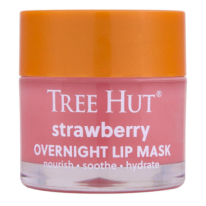Tree Hut Strawberry Overnight Lip Mask, Hydrating & Moisturizing Lip Treatment with Shea Butter, Vitamin E, Nourishing Lip Care for Soft, Smooth Lips, Overnight Lip Repair Balm, 0.6 oz