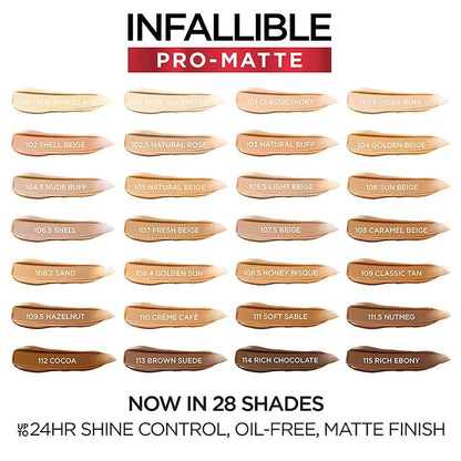 L'Oreal Paris Cosmetics Makeup Infallible Pro-Matte Liquid Longwear Foundation, Caramel Beige, 1 fl oz (Pack of 2)