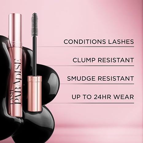 L'Oreal Paris Makeup Voluminous Lash Paradise Mascara, Voluptuous Volume, Intense Length, Feathery Soft Full Lashes, No Flaking, No Smudging, No Clumping, Black Brown, 2 Count, Packaging May Vary