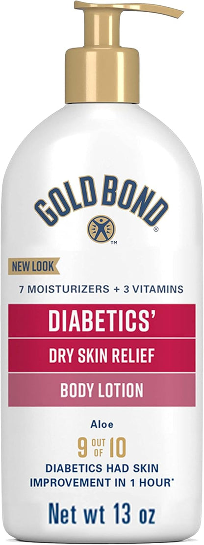 Gold Bond Diabetics' Dry Skin Relief Body Lotion for Dry Skin, With Aloe | 24-hour moisture, dry skin lotion for diabetes care, with aloe & 3 vitamins for long-lasting hydration, all-over moisturizer