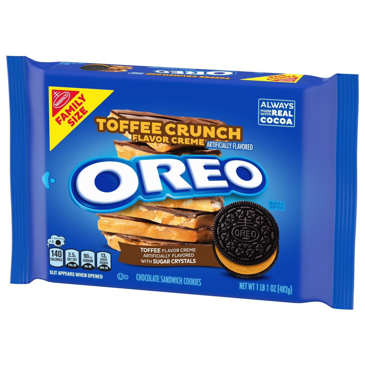 (3 pack) OREO Toffee Crunch Creme with Sugar Crystals Chocolate Sandwich Cookies, Family Size, 17 oz