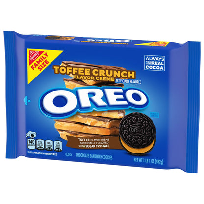 (3 pack) OREO Toffee Crunch Creme with Sugar Crystals Chocolate Sandwich Cookies, Family Size, 17 oz