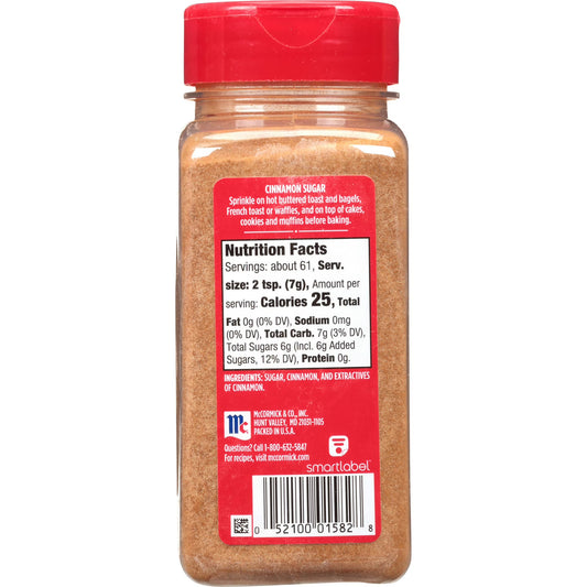 McCormick Non-GMO Kosher Cinnamon Sugar, 15.0 oz Bottle