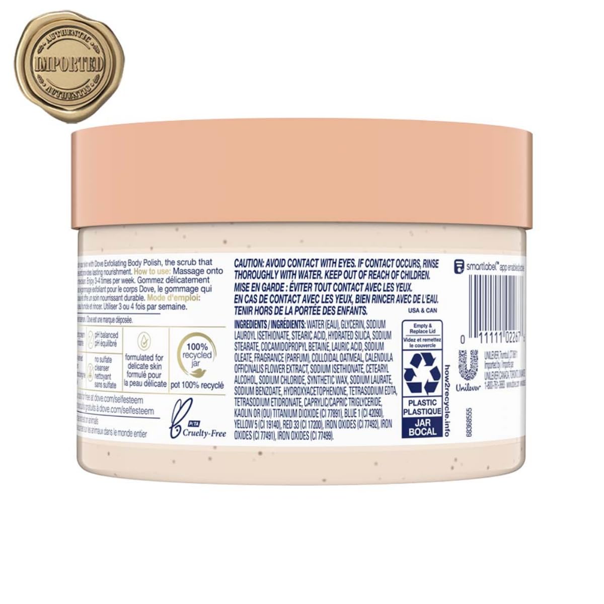 Dove Exfoliating Body Polish Scrub for Silky Skin Oatmeal & Calendula Oil Body Scrub Exfoliates & Gives Lasting Nourishment 10.5 oz