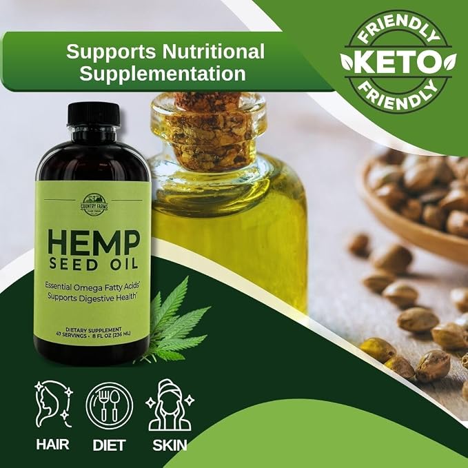 COUNTRY FARMS Hemp Seed Oil, 8 Fl Oz, 47 Servings