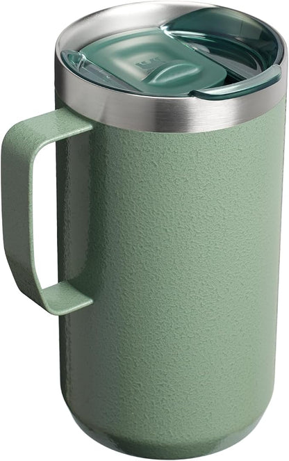 STANLEY Everyday Camp Mug 24oz | Drink Through Lid | Cup for Coffee, Tea and Drinks | Insulated Stainless Steel Coffee Mug | BPA-Free | Hammertone Green