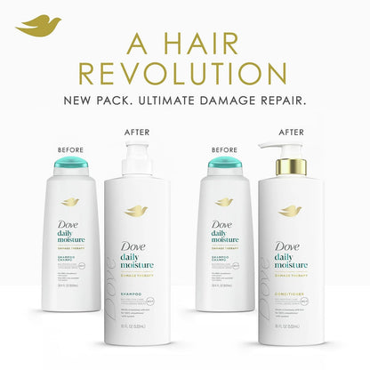 Dove Daily Moisture Shampoo & Conditioner Set with Deep Moisture Body Wash – Deep Hydration for Revitalizing Dry Hair and Skin (3-Piece Set)