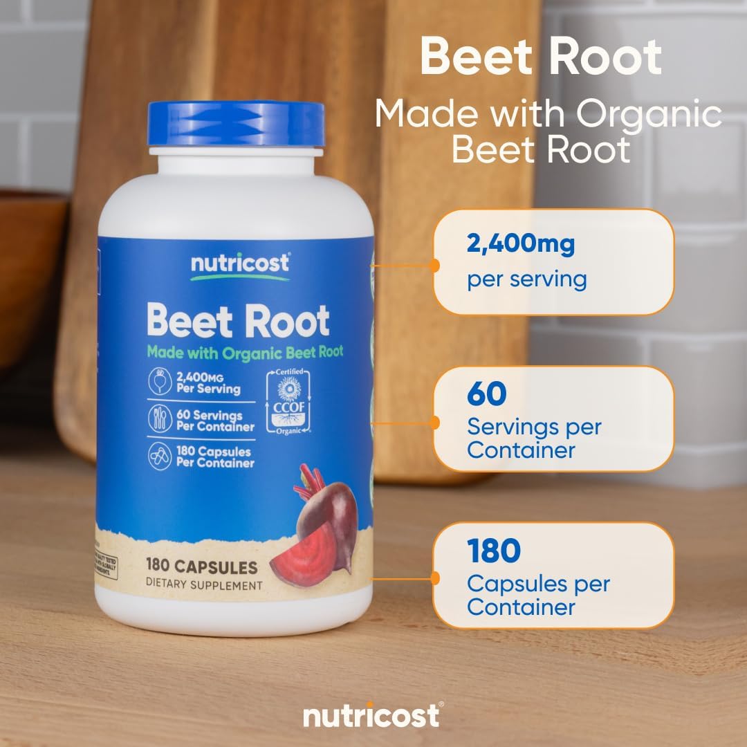 Nutricost Beet Root 2400mg, 180 Capsules, CCOF Certified Made with Organic