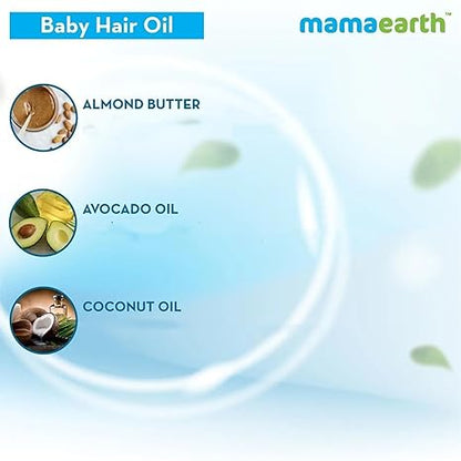 Mamaearth Baby Hair Oil with Almond & Avocado Oil, 100ml | Baby hair oil formulated with almond and avocado oils.