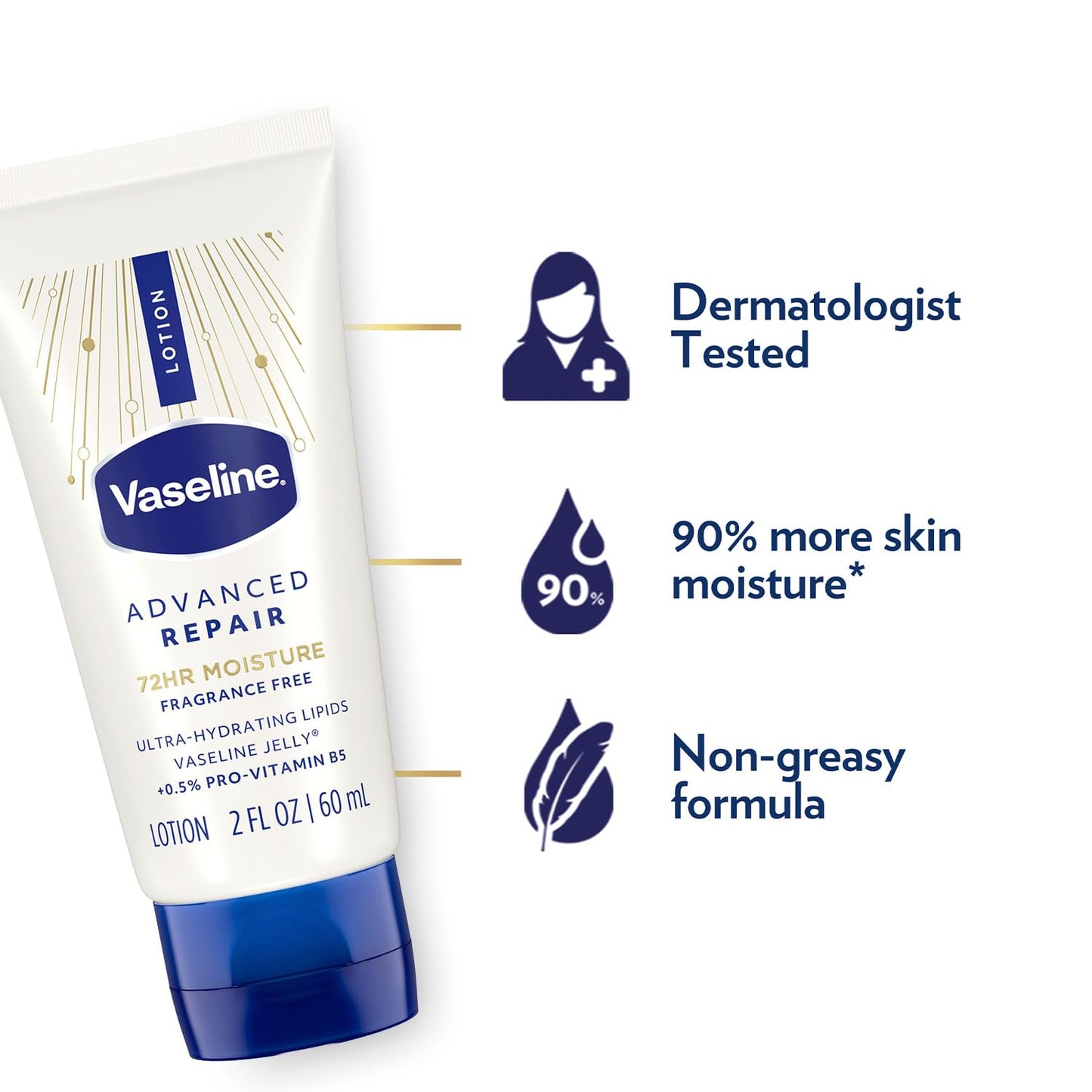 Vaseline Travel Essentials, Fragrance-Free Skin & Lip Care – Advanced Repair Unscented Lotion + Lip Therapy, Advanced Healing Tube, Original Stick & Mini Jars