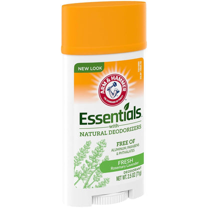 Arm & Hammer Essentials Natural Deodorant, Fresh, 2.5 Oz (Pack of 6)