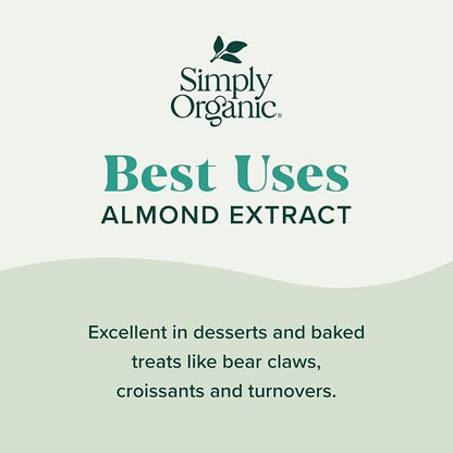 Simply Organic Almond Extract, 4 Ounce Glass Jar, Warm Sugar-free Vegan Flavor for Desserts, Coffee and Smoothies