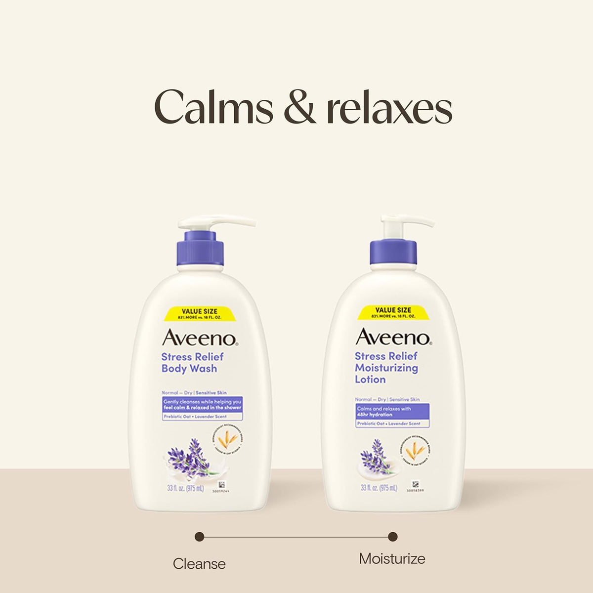 Aveeno Stress Relief Body Wash, Lavender Scent, 33 fl. oz