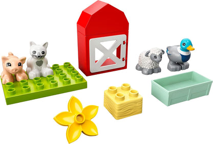 LEGO DUPLO Town Farm Animal Care 10949 Toy for Toddlers, Girls and Boys 2 Plus Years Old with Duck, Pig, Sheep & Cat Figures, Early Development Toys