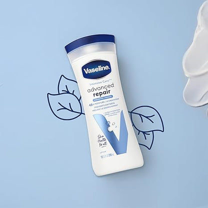 Vaseline Intensive Care Lotion, Unscented, Advanced Repair 2-Pack – Non-Greasy Moisturizer for Extremely Dry Skin, 10 Oz Ea
