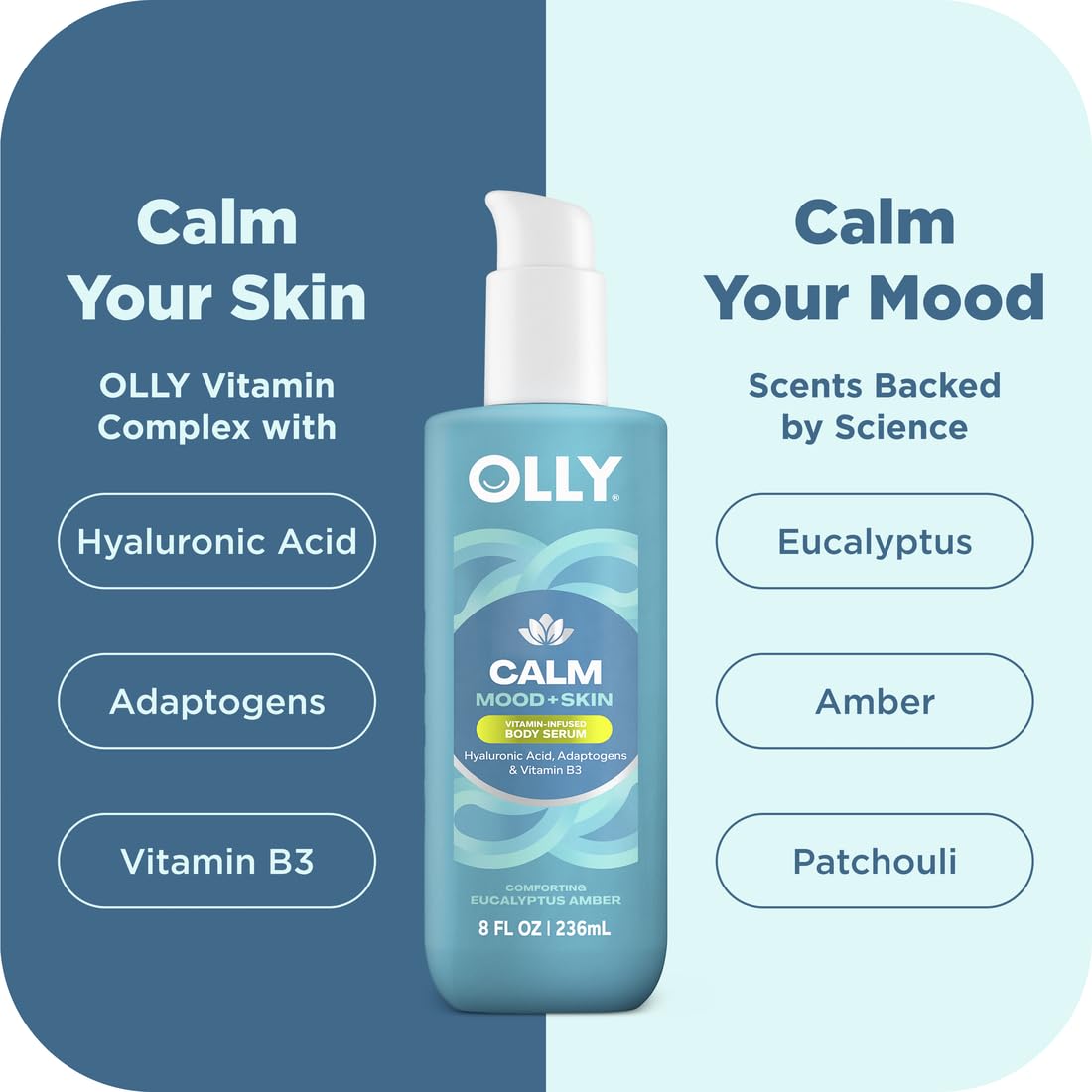 OLLY Vitamins Mini Body Serum & Body Wash Mixed Pack 4 Count Hydrates & Repairs Skin Barrier, TSA Approved