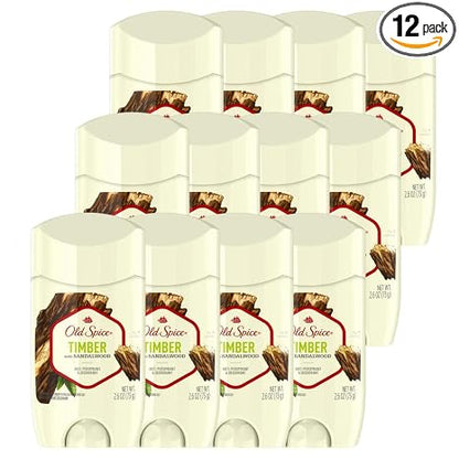 Old Spice Antiperspirant Deodorant for Men, Timber With Sandalwood, Inspired by Natural Elements, Invisible Solid, 2.6 Oz, Pack of 12