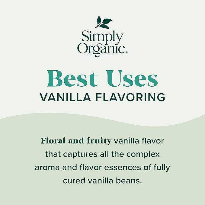 Simply Organic Non-Alcoholic Vanilla Flavoring, 4-Ounce Glass Jar, Certified Organic, Alcohol Free Vanilla