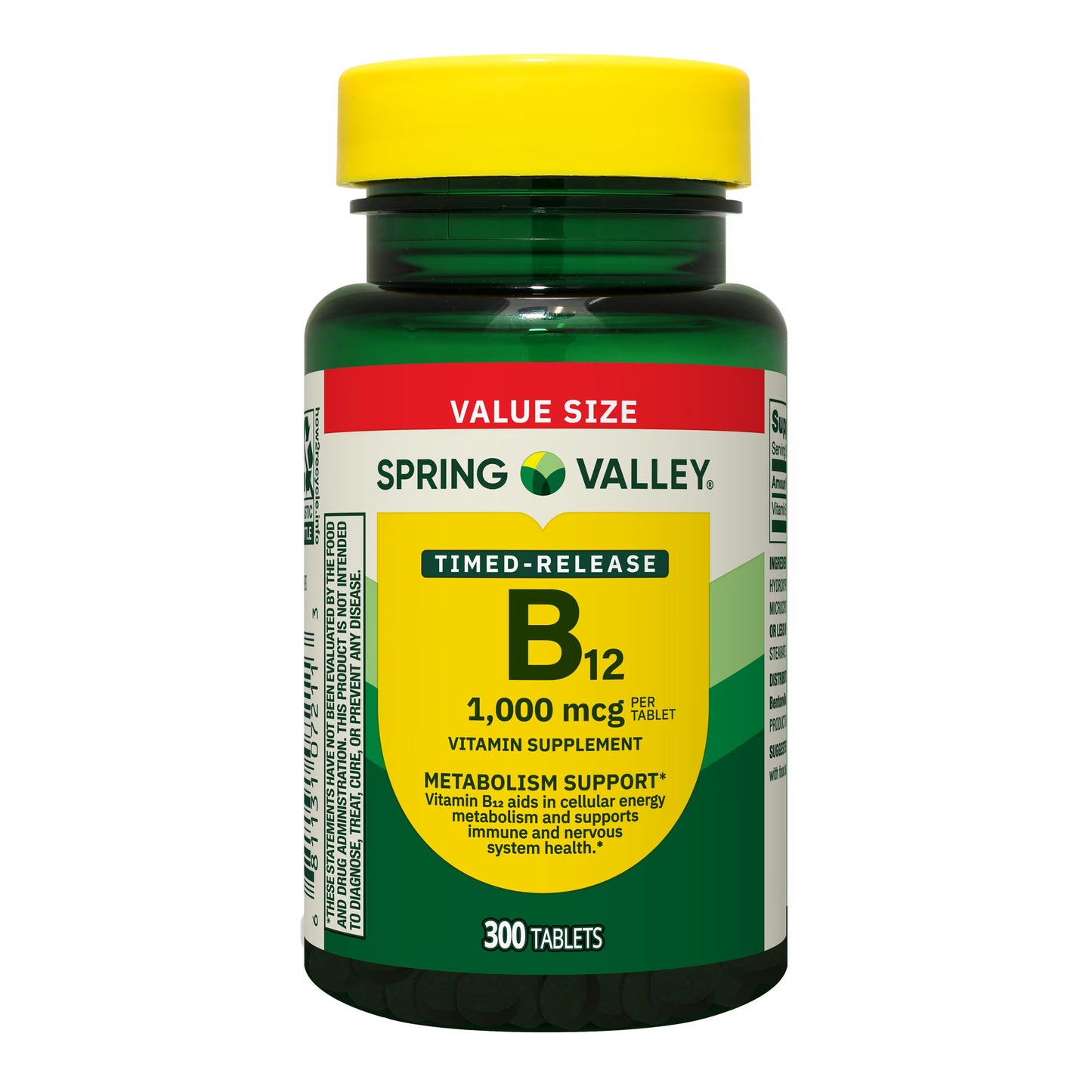 (3 pack) Spring Valley Vitamin B12 Supplement Timed-Release Tablets , 1000 mcg, 300 Count