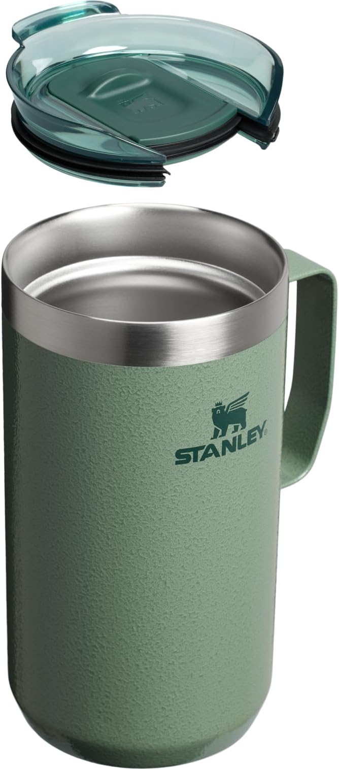 STANLEY Everyday Camp Mug 24oz | Drink Through Lid | Cup for Coffee, Tea and Drinks | Insulated Stainless Steel Coffee Mug | BPA-Free | Hammertone Green