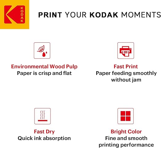 KODAK Picture Paper Vivid 8.5"x11", 25 count, 66lb-230g/m2 weight, 11.9 mil thickness, Vivid color picture paper