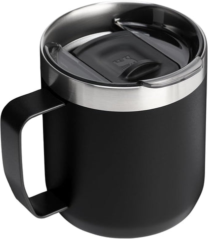 STANLEY Everyday Camp Mug 12oz | Drink Through Lid | Cup for Coffee, Tea and Drinks | Insulated Stainless Steel Coffee Mug | BPA-Free | Black 2.0