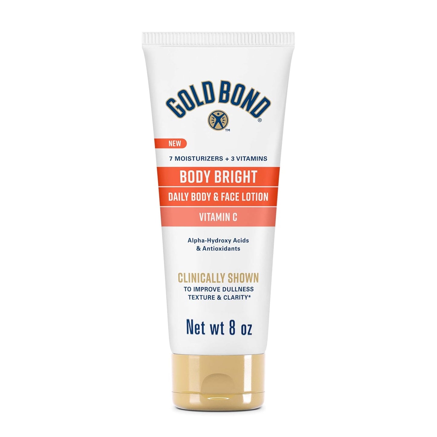 Gold Bond Body Bright Face & Body Lotion For Women & Men With Vitamin C | Daily Vitamin C body lotion, 24-hour hydration, 8 oz, helps refine, brighten and smooth the look of skin