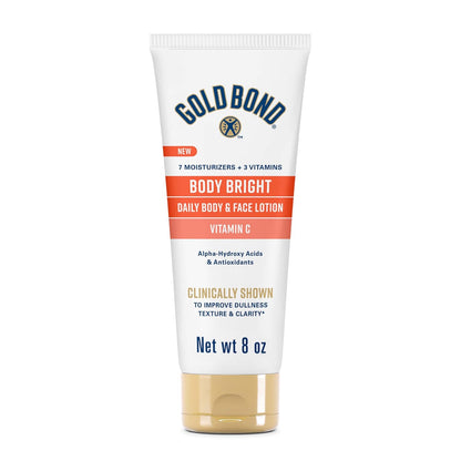 Gold Bond Body Bright Face & Body Lotion For Women & Men With Vitamin C | Daily Vitamin C body lotion, 24-hour hydration, 8 oz, helps refine, brighten and smooth the look of skin