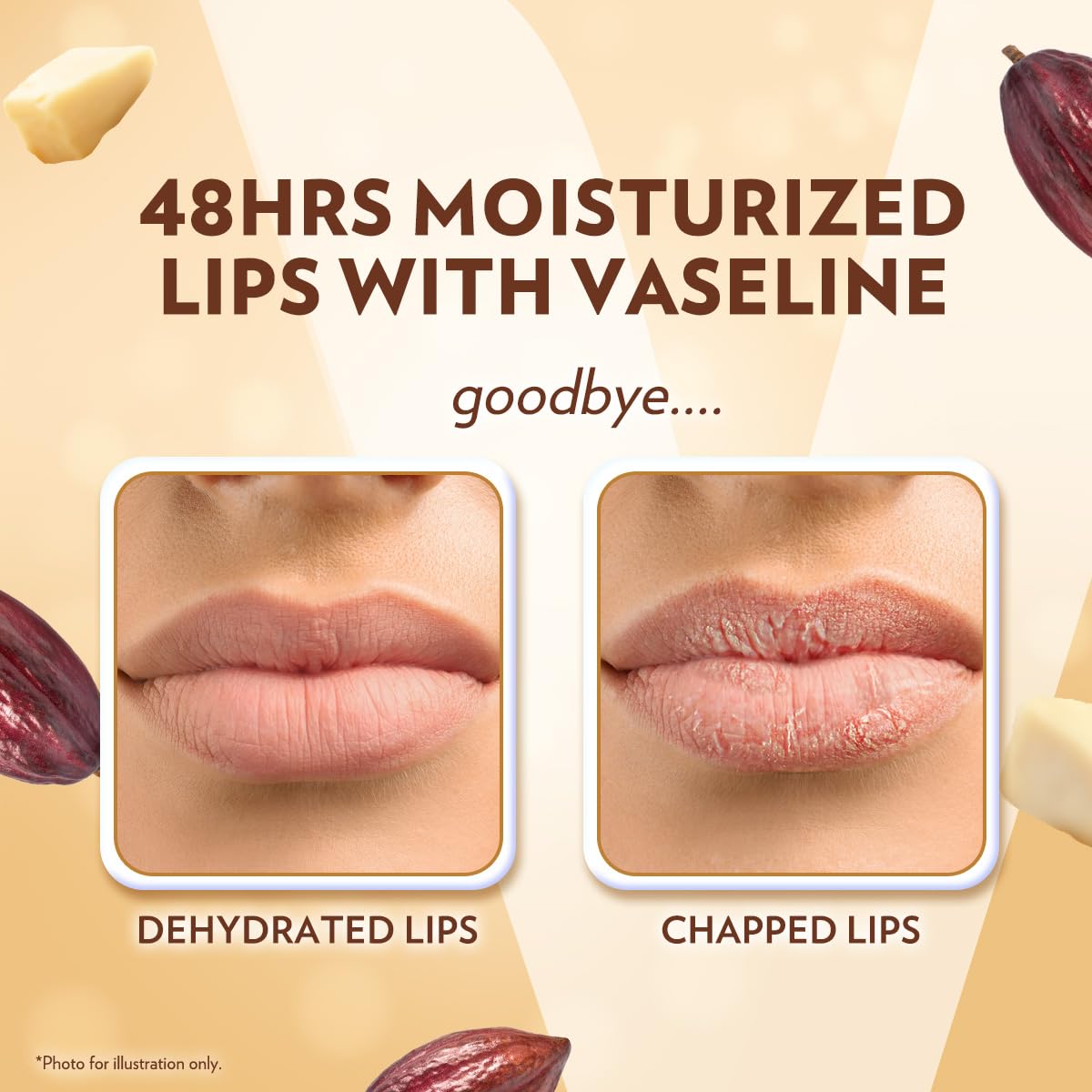 Vaseline Lip Therapy Cocoa Butter, Twin Stick, 48 Hour Moisturization, 2 Count