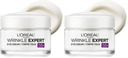 L'Oreal Paris Wrinkle Expert 55+ Anti-Wrinkle Eye Cream with Calcium,Reduce Crow's feet,0.5 Oz,(Pack of 2)