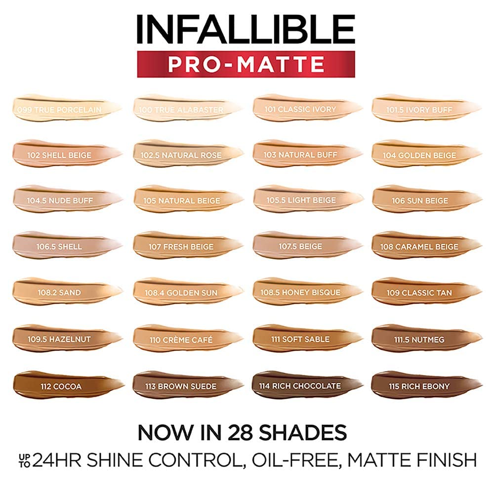 L'Oreal Paris Cosmetics Makeup Infallible Pro-Matte Liquid Longwear Foundation, Soft Sable, 1 fl oz (Pack of 2)