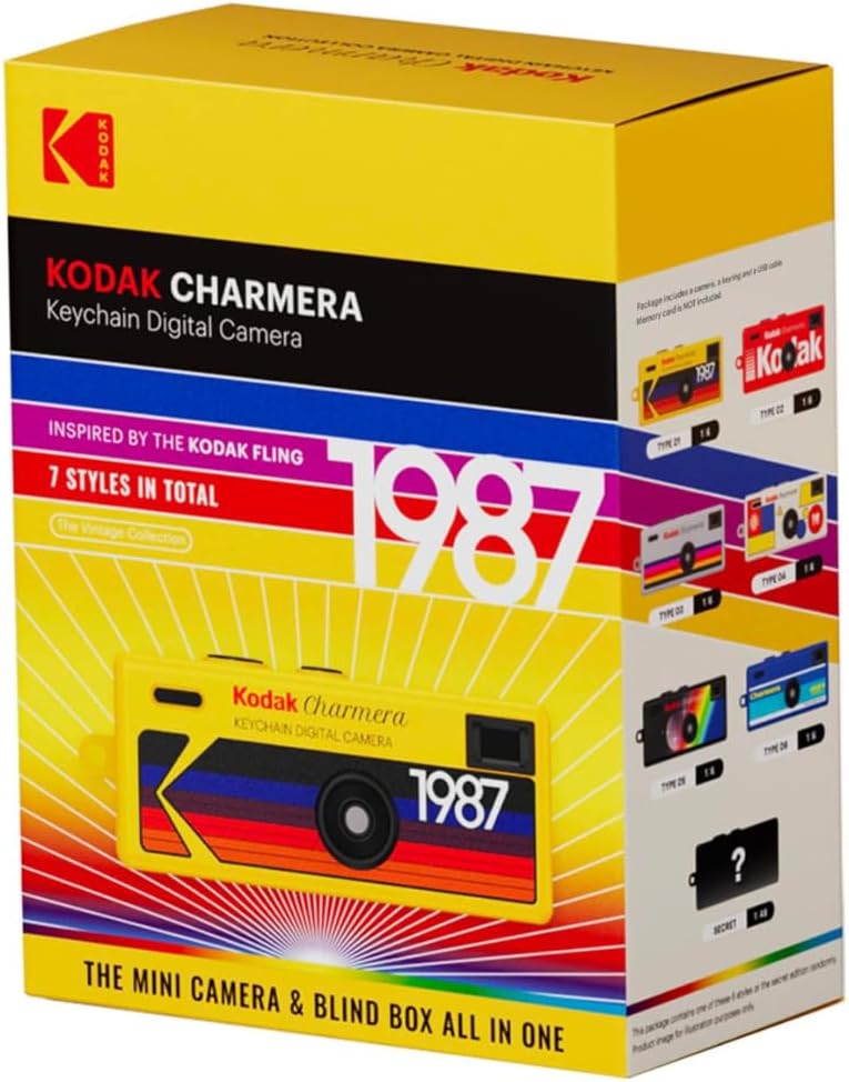 KODAK CHARMERA Keychain Digital Camera Blind Box Whole Set (6PC),Mini Camera,Digicam,Video Recording,Bag Charm,1.6 Megapixels,Micro SD Card Slot,for Beginners Teens and Adults