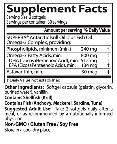 Doctor's BEST Antarctic Krill Oil Plus Omega 3s, DHA & EPA, 60 Ct Softgels