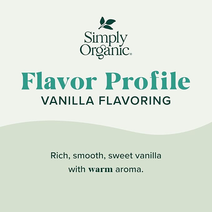 Simply Organic Non-Alcoholic Vanilla Flavoring, 4-Ounce Glass Jar, Certified Organic, Alcohol Free Vanilla