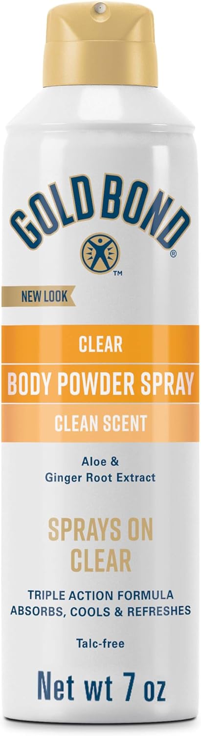 Gold Bond No Mess Clear Invisible Body Powder Spray, Deodorant Spray, 7 oz. | Triple Action formula - Absorbs, with no white residue, cools & refreshes talc-free body spray, spray powder for women & men