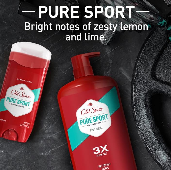 Old Spice Aluminum Free Deodorant for Men, High Endurance, 24/7 Lasting Freshness & Long Lasting Scent, 24/7 Advanced Sweat & Odor Protection, Pure Sport Scent, 3.0 oz (Pack of 2)