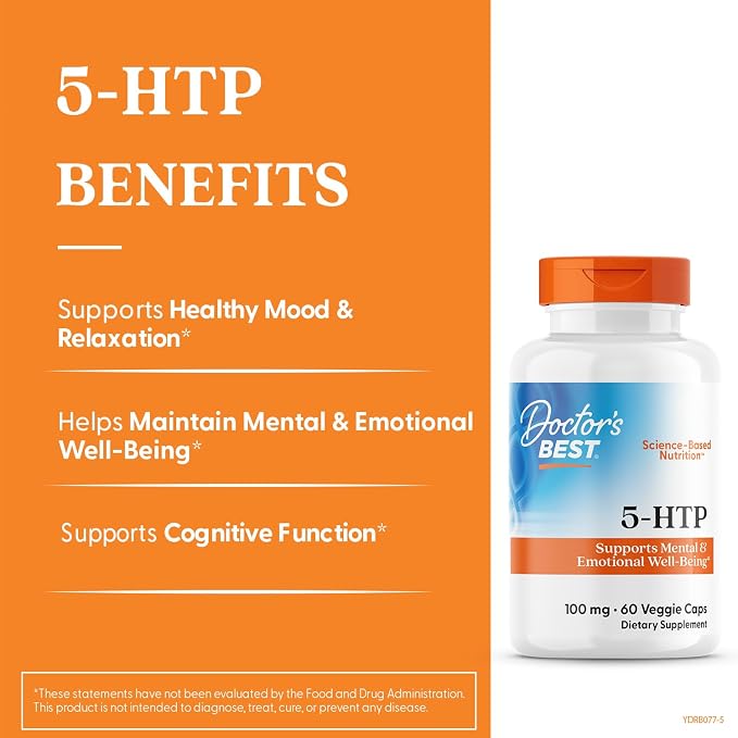 Doctors Best 5-HTP 100mg Capsules, Non-GMO, Gluten Free, 60 Veg Caps