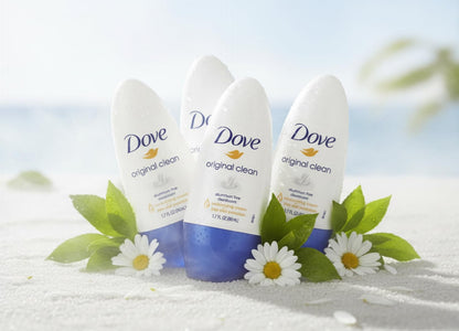 Dove Original Clean Roll On Deodorant, Aluminum Free, All Day Odor Protection, 4-Pack, 1.7 FL Oz Each, 4 Bottles