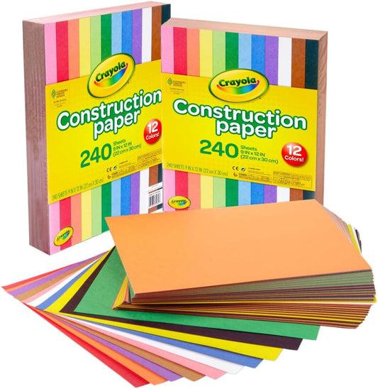 Crayola Construction Paper Bulk Pack (480 Sheets) – 10 Assorted Colors, 9x12, Teacher School Supplies & Classroom Must Haves, Card Making Craft Supplies, Art Paper