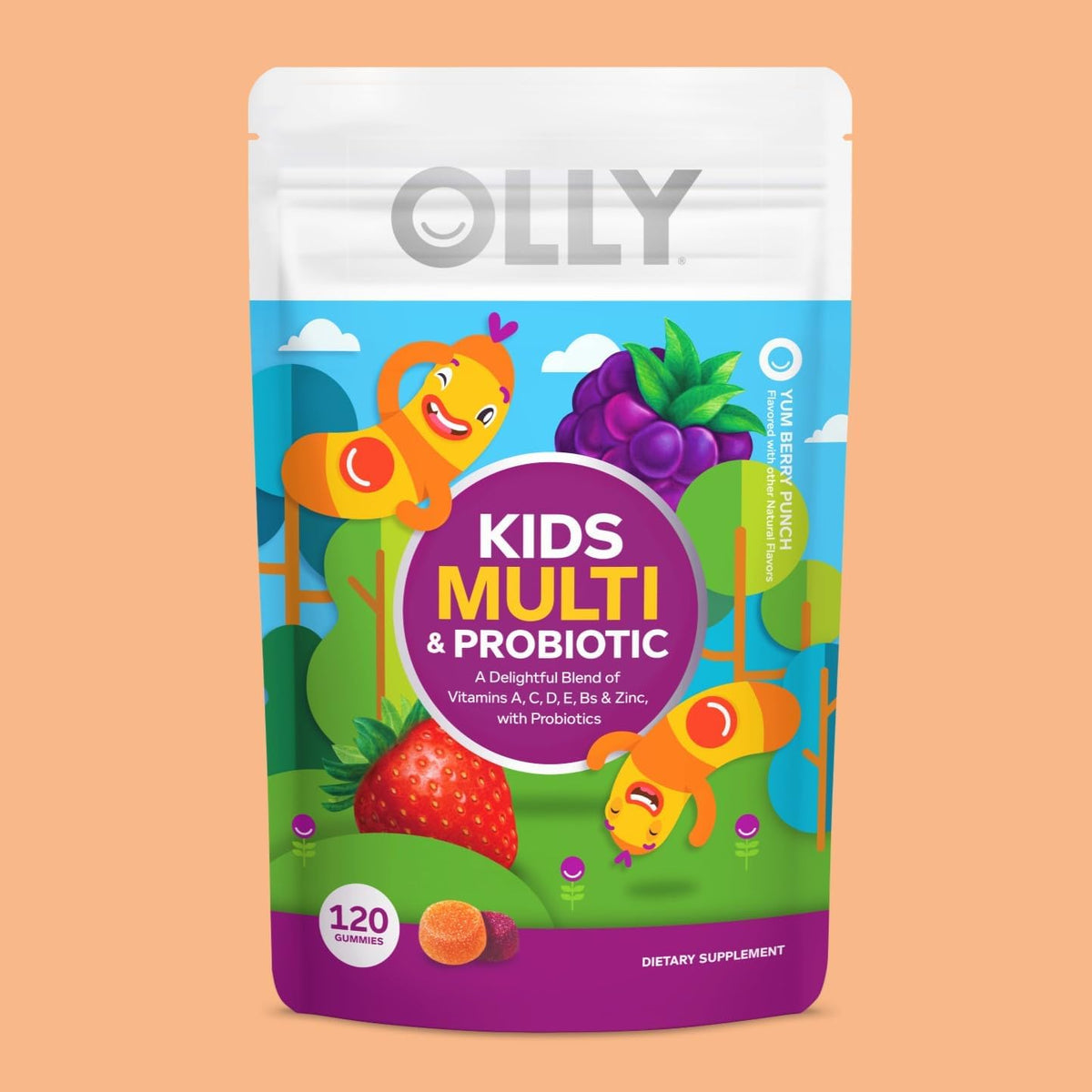 OLLY Kids Multi & Probiotic Gummy, Digestive Support - 120 Count Pouch