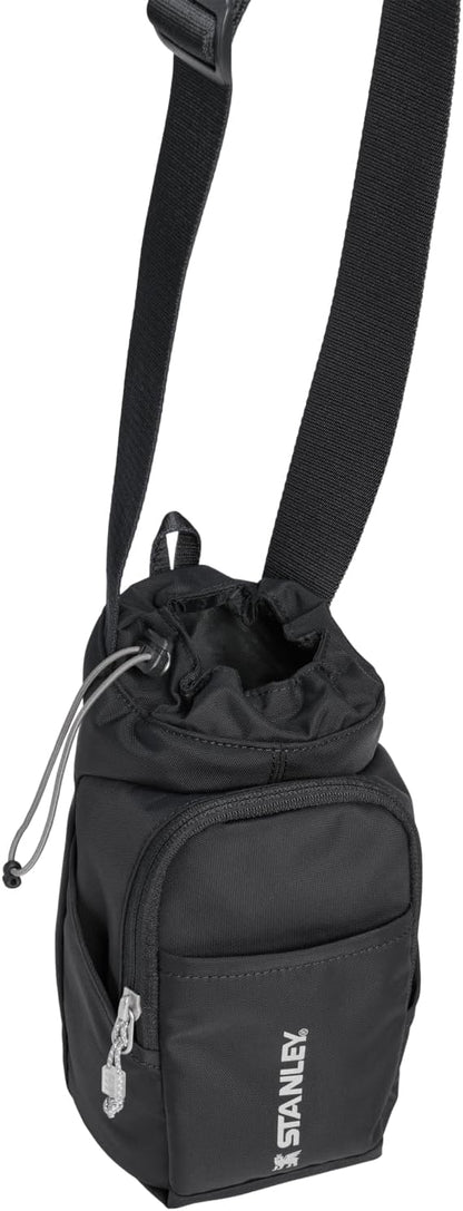 STANLEY Vitalize Carry-All Bag | Bottle Holder with Drawstring Cinch | Adjustable Shoulder Strap | Zippered Valuables Pocket | Durable Recycled Fabric | Black