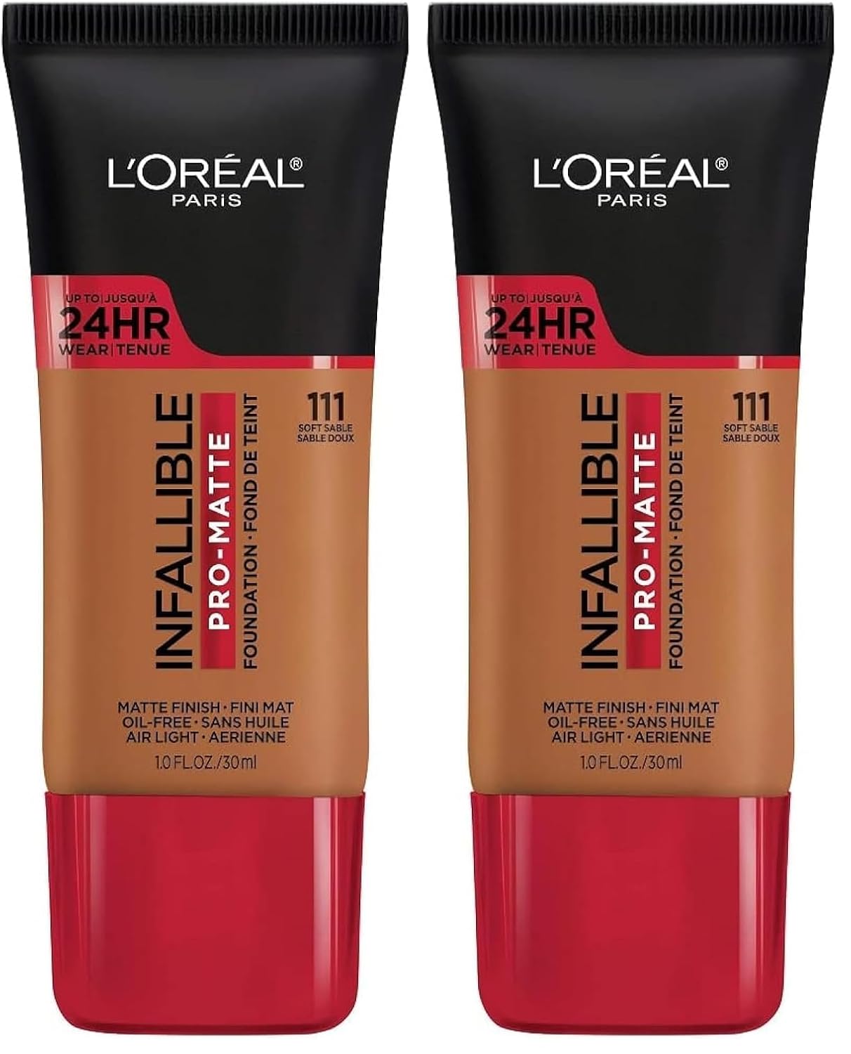 L'Oreal Paris Cosmetics Makeup Infallible Pro-Matte Liquid Longwear Foundation, Soft Sable, 1 fl oz (Pack of 2)