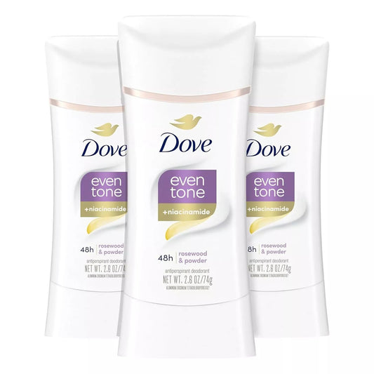 Dove Even Tone Antiperspirant Deodorant for Uneven Skin Tone Restoring Powder Sweat Block for All-Day Fresh Feeling 2.6 oz 3 Count