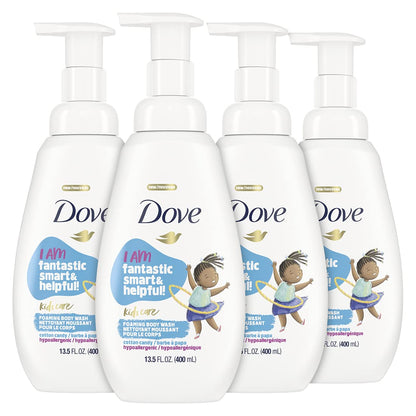 Dove Foaming Body Wash 4 Count For Kids Cotton Candy Hypoallergenic Skin Care, 13.5 Fl Oz