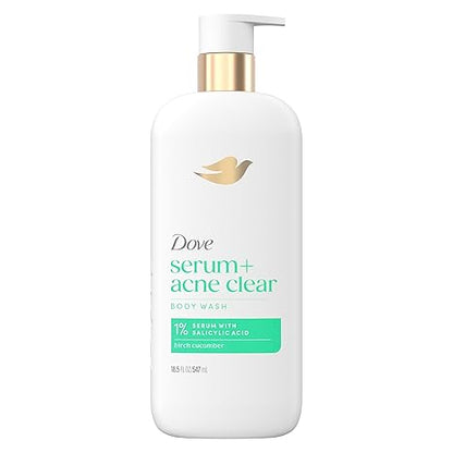 Dove Serum Body Wash Acne Clear with Salicylic Acid, 18.5 oz I Acne body wash with 1% salicylic acid to help clear and prevent acne breakouts